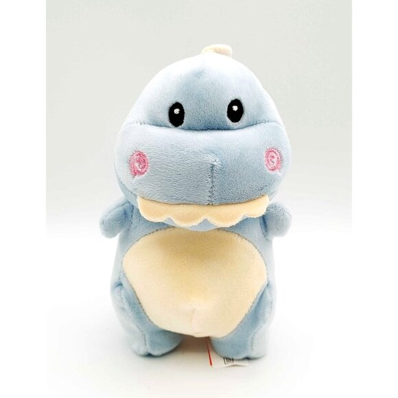 Gitzy Baby Infant Dinosaur Stuffed Animal Soft velour  Plush Rattle Blue 6" - Picture 1 of 4